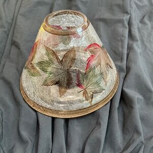 Yankee Candle Shade Crackle Glass Fall Maple Leaf Large Clear Red Green Gold